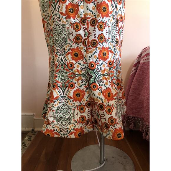 NWT Anthropologie Orange Floral Maxi Bodycon Dress Cap Sleeve Large Fishtail - Picture 7 of 11